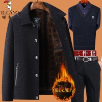 啄木鸟爸爸冬装外套装50岁60中老年人男70加绒加厚80爷爷老人棉衣