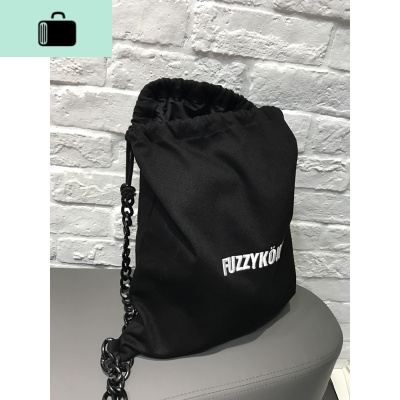 2020新款潮包女美伢收纳帆布链条双肩包束口包袋抽绳运动拉绳背包NEW LAKE 黑色