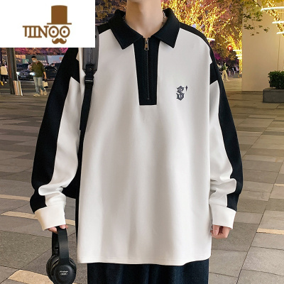 YANXUoversize半拉链卫衣男款大码衣服长袖t恤polo衫潮牌感