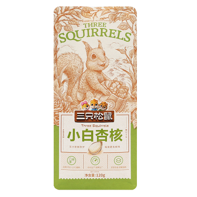 三只松鼠小白杏核休闲杏核仁休闲坚果零食香脆干果小吃120g*1袋