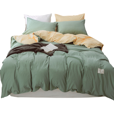 美帮汇一米五床四件套北欧风格全棉水洗棉被套简约床单 单人三件套