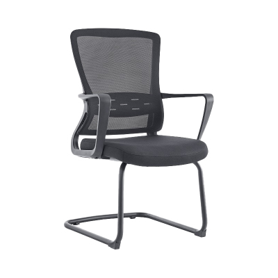 臻远 ZY-6634 办公椅弓形椅家用人体工学网布椅 靠背椅学习椅 黑胶