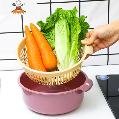 菜篓子洗菜蓝子 沥水篮 厨房洗水果盆沥水盆淘菜篮双层镂空洗菜盆 敬平洗菜篮