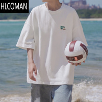 HLCOMAN 270g白色短袖T恤男夏季日系宽松休闲半袖男款