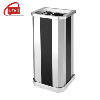 DXBG不锈钢垃圾桶烟蒂柱灭烟桶带烟灰缸室外电梯口立式黑条不锈钢上开口