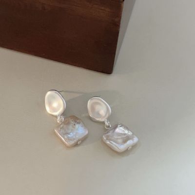 巴洛克不规则肌理珍珠耳钉女s925纯银小众设计气质耳环耳饰品批发送女朋友老婆情人节七夕生日礼物