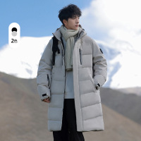 冬季新款中长款情侣白鸭绒连帽羽绒服男女同款加厚保暖潮牌外套男
