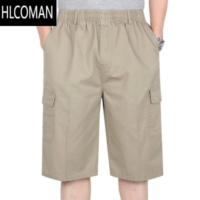 HLCOMAN中老年男夏季爸爸西装短裤高腰宽松多袋五分裤男士休闲工装裤