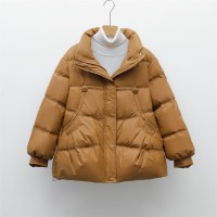 90白鸭绒新国标女式简约纯色短款羽绒服女外套