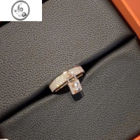 JiMi银银玫瑰金微镶满钻kelly锁头戒指女镀玫瑰金白金指环轻奢时尚V金