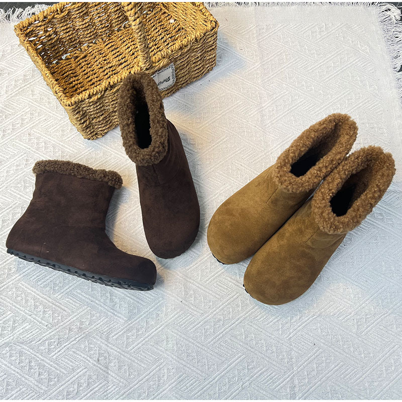 内增高3.5cm加绒保暖雪地靴女冬季新款平底短靴复古百搭棉鞋