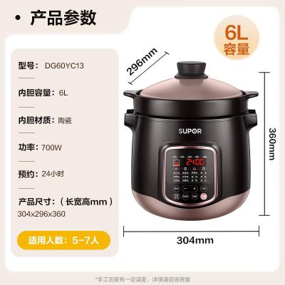 苏泊尔(SUPOR) 电炖锅 6L大容量DG60YC13煲汤锅煮粥燕窝炖盅多功能锅快炖砂锅炖汤锅