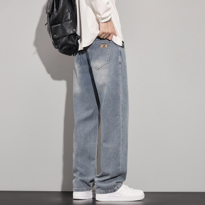 [上新]星空纹牛仔裤男潮牌垂感宽松休闲青年直筒阔腿裤男士