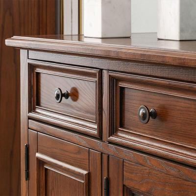 森美人美式乡村全实木餐边柜储物柜碗柜家用厨房放碗多功能收纳柜子带