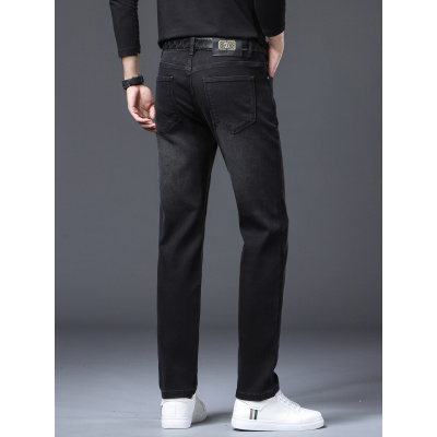 秋季新款黑色简约商务休闲百搭弹力小直筒欧版牛仔裤_443
