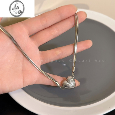 JiMi爱心磁吸多层项链女2023年新款潮轻奢高级感蛇骨链甜酷辣妹锁骨链