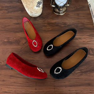 头层羊皮鞋垫真皮玛丽珍鞋女秋季新款平底设计感女鞋时装单鞋