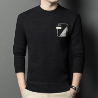 男士毛衣秋冬季新款圆领套头加绒加厚保暖打底针织衫男