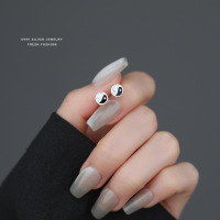 国风阴阳太极八卦耳钉s999纯银时尚小众简约滴胶国潮足银耳饰代发送女朋友老婆情人节七夕生日礼物