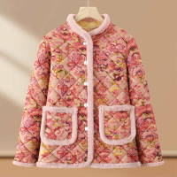 新款女装洋气妈妈花棉衣40-60岁中老年女宽松加绒冬装棉服碎花女