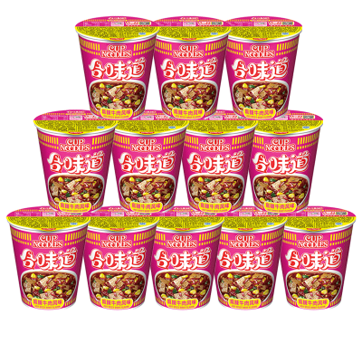 合味道(Cup noodles) 方便面组合装 杯面泡面快餐面 麻辣牛肉风味12杯整箱装