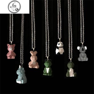 土酷蹦迪网红潮ins卡通恐龙熊猫几何项链情侣闺蜜简约百搭毛衣女 JiMi