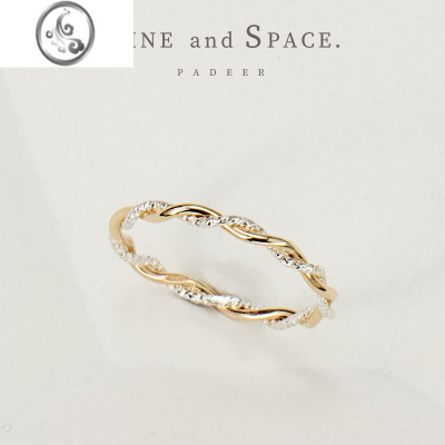 JiMi14K包金银银金银撞色闪亮刻面麻花戒指女 欧美风轻奢精致小众尾戒