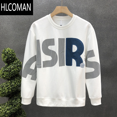 HLCOMAN棉质卫衣外套男新款潮牌痞帅长袖T恤ins潮流内搭加绒上衣服