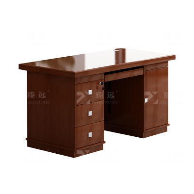 臻远 ZY-BT-23 油漆木皮办公桌电脑桌职员台主管经理桌1.4m 红胡桃色