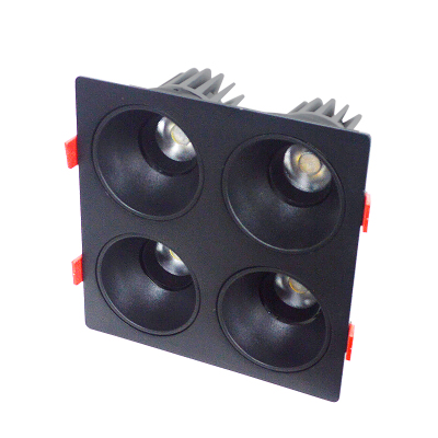 LED射灯 防眩光 嵌入式 黑架+黑杯-四头15W*4中性光