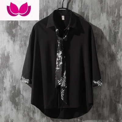 七斓网红很仙的长袖衬衫男韩版潮痞风衬衣秋季慵懒风抖音同款衣服