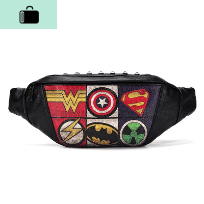 潮牌新款街头多功能胸包韩版大容量单肩斜挎背包男女休闲户外腰包NEW LAKE 黑色男士腰包