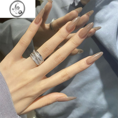 JiMi法式轻奢设计师款镶钻锆石戒指网红重工闪亮多层食指指环女可调节