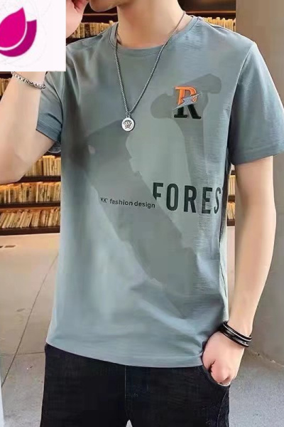 七斓短袖T恤男装夏季冰丝体恤潮流百搭圆领打底衫2023新款半袖上衣服