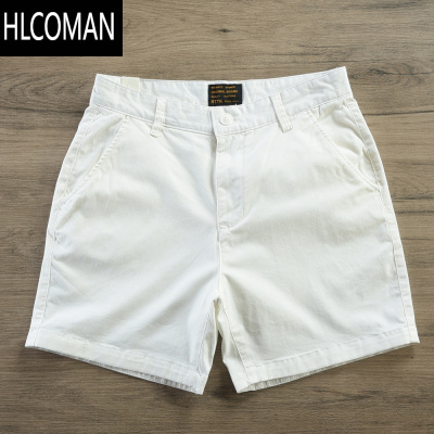 HLCOMAN2024新款夏季男士美式透气西装休闲高级感外穿4分裤白色短裤