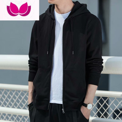 七斓卫衣男港风宽松休闲长袖开衫潮流学生纯色连帽外套春加绒