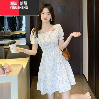 YIBUSHENG法式茶歇碎花连衣裙子女士季时尚小个子气质小清新短裙2024新款