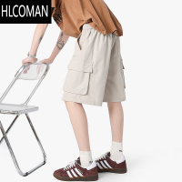 HLCOMAN凉感速干卡其色工装短裤男士夏季外穿宽松大码休闲款男生五分裤子