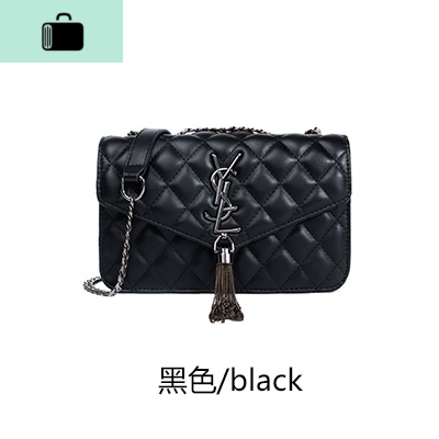 名牌流苏包包女2020新款时尚菱格链条包百搭质感皮单肩斜挎小包NEW LAKE 黑色流苏包收藏加购卡包女斜挎包