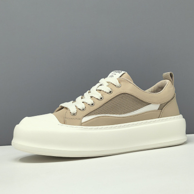 男生夏季透气板鞋男款潮鞋拼色饼干鞋欧洲站男鞋男士增高休闲鞋男