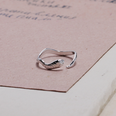925银纯银指环简约学生个性银饰韩版可调节大小尾戒戒指一条小蛇送女朋友老婆情人节七夕生日礼物