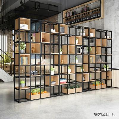 美式工业风办公室铁艺隔断置物架 落地多层loft餐厅装饰 客厅书架