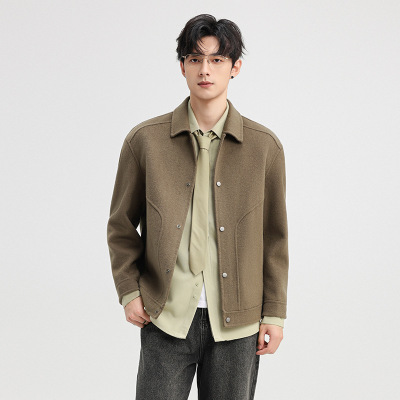 潮流男式青年双面呢羊毛茄克秋季新款羊毛妮子休闲外套男