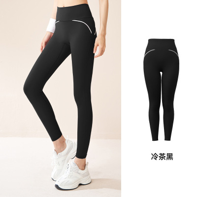 线感尴尬线瑜伽裤高弹裸感修身高腰健身裤