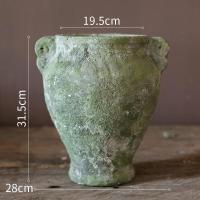 美帮汇手工陶罐粗陶花盆花瓶 多肉大口陶盆复古花器土陶红陶插干花 双耳花盆(大号) 大