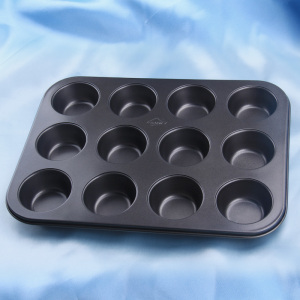 敬平(JING PING)小蛋糕模具6/4连迷你马芬蜂蜜无水蛋挞烤盘烘焙家用四连鸡蛋老式 12连蛋糕盘35*26*3CM