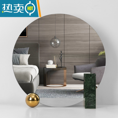 敬平北欧化妆镜台式镜子家用网红桌面圆形学生拍照ins风少女心梳妆镜便携式用镜 墨绿色直径50cm 其他