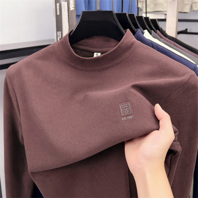 加厚320g德绒半高领卫衣男秋冬新款7A茉莉花香男士打底衫