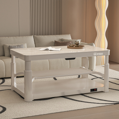 火焰山取暖桌茶几长方形家用多功能智能控制电暖桌升降语音