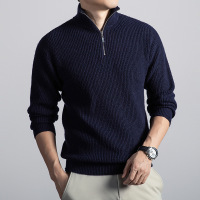 欧美男士羊毛衫秋冬新款加厚半高拉链领保暖打底针织毛衣男